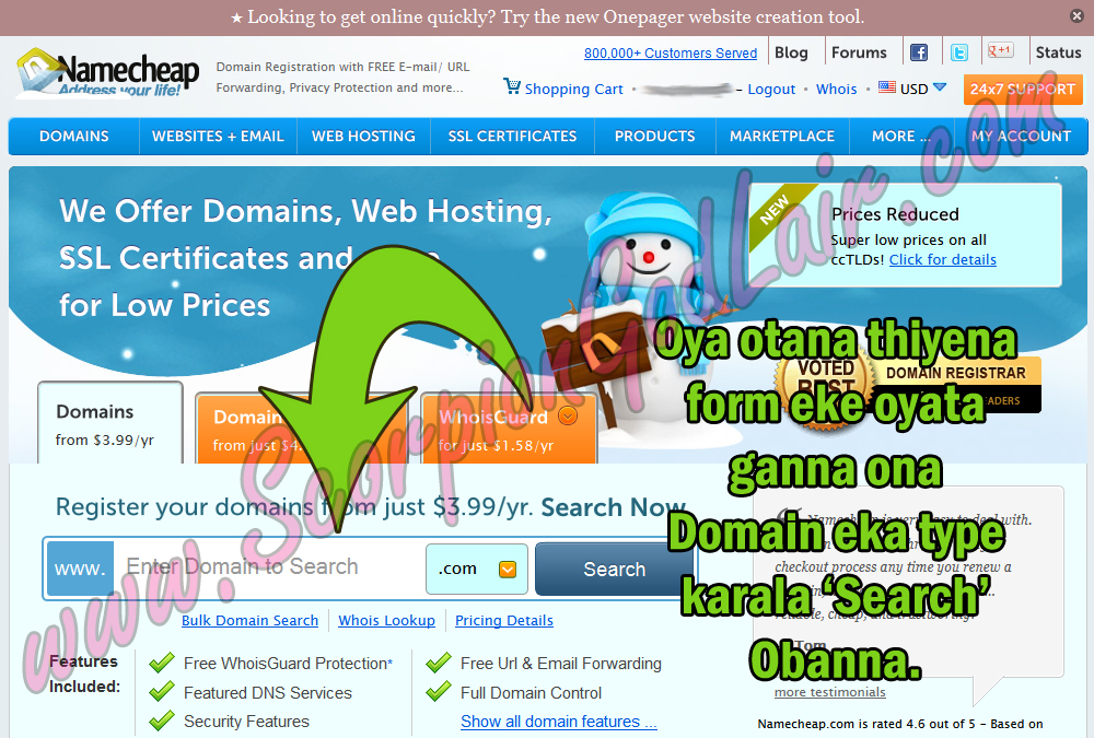 NameCheap Domain Buying Sinhala Image 1 of 7 image