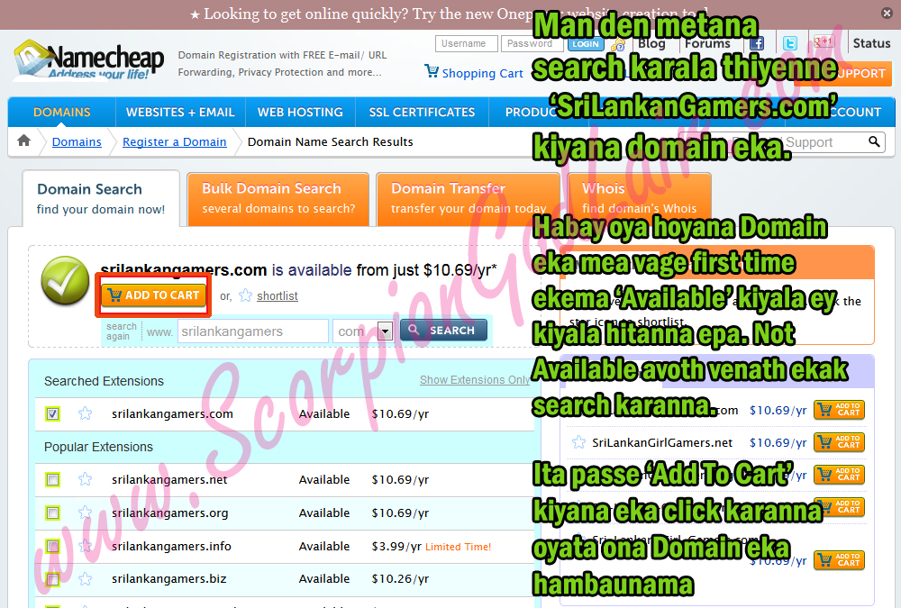 NameCheap Domain Buying Sinhala Image 2 of 7 image